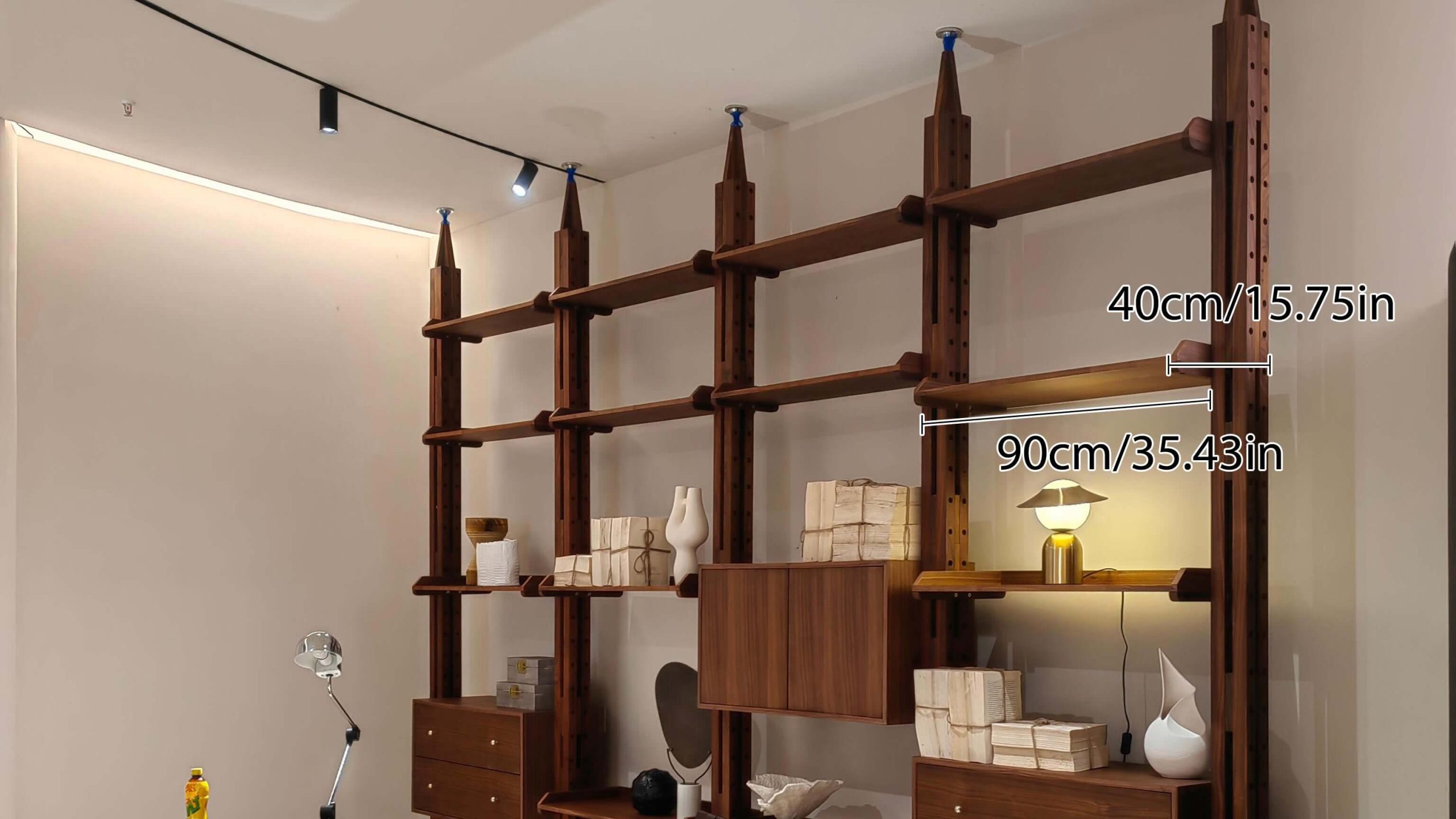 Dimension of Mid-Century Modern Floor-to-ceiling Bookcase