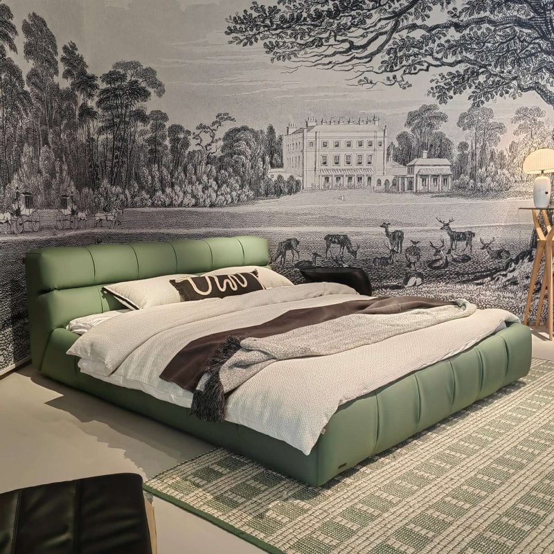 Hausfurn Modern Upholstered King Bed Available in Leather & Suede Fabric–Lead Time within 30 Days