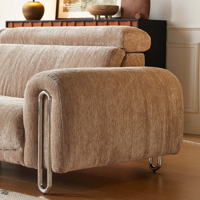 Hausfurn Contemporary Chenille Lounge Sofa with Removable Couch Cover
