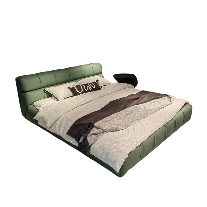 Hausfurn Modern Upholstered King Bed Available in Leather & Suede Fabric–Lead Time within 30 Days