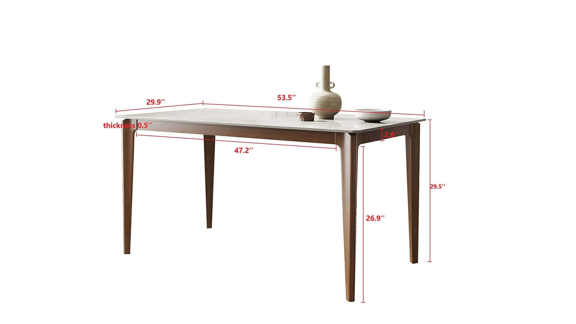 Dimension of Minimalist 53.5" Slate Wooden Rectangular Dining Table for 6 Person