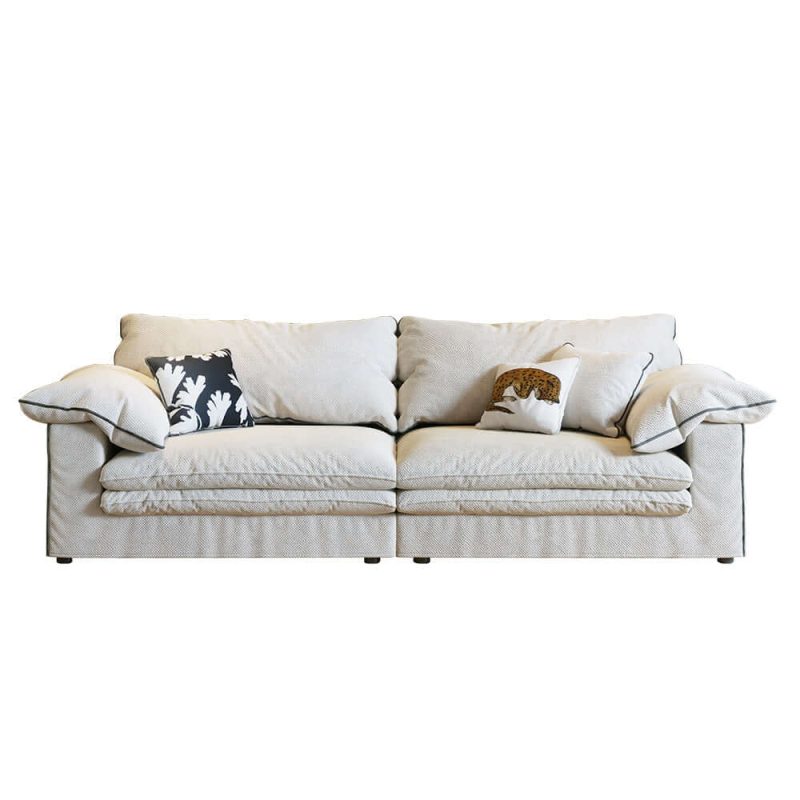 Hausfurn Beige Cotton Linen Removable Washable Fabric Sofa