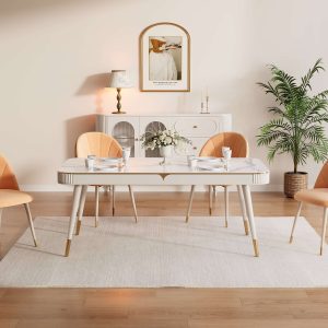Hausfurn Sintered Stone Dining Table with Storage Drawers
