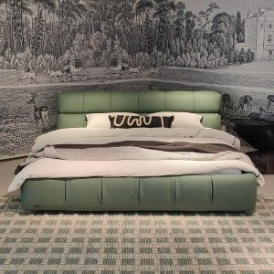 Hausfurn Modern Upholstered King Bed Available in Leather & Suede Fabric–Lead Time within 30 Days