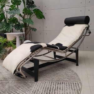 Hausfurn Modern Adjustable Chaise Chair in Curved Steel Frame–Lead Time within 40 Days