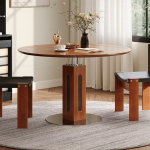 Hausfurn Solid Wood Square to Round Convertible Foldable Dining Table