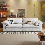 Hausfurn Beige Cotton Linen Removable Washable Fabric Sofa
